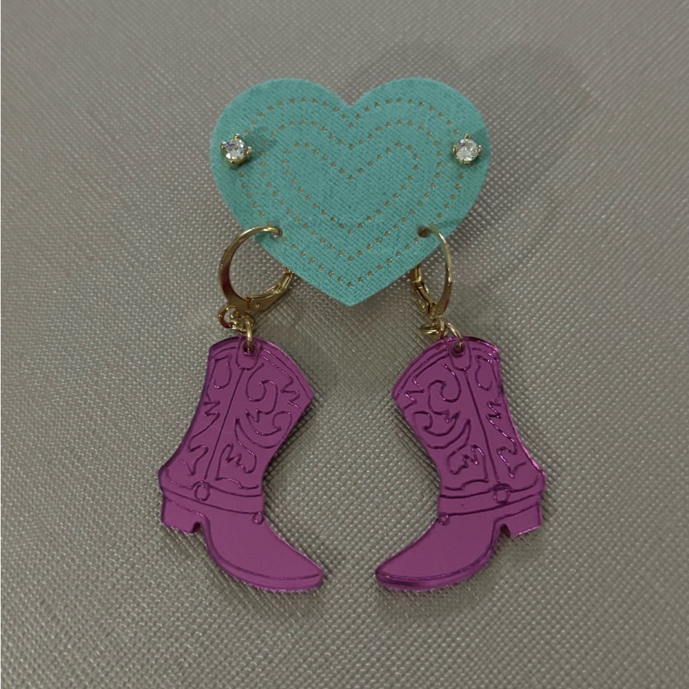 Pink Cowboy Boot Earrings